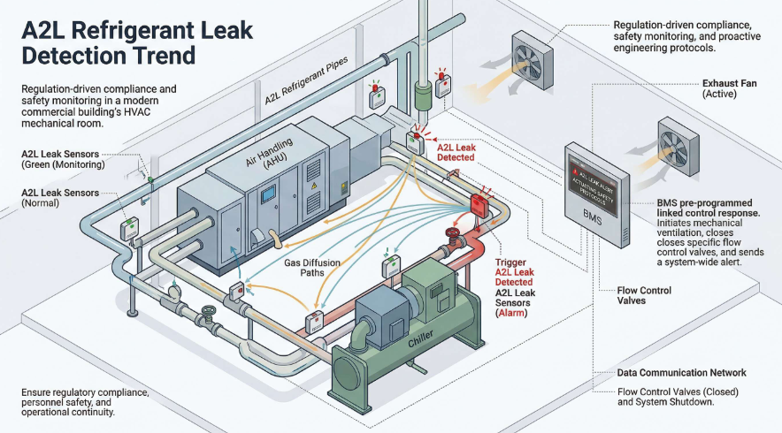 A2L與制冷劑泄漏檢測趨勢示意圖